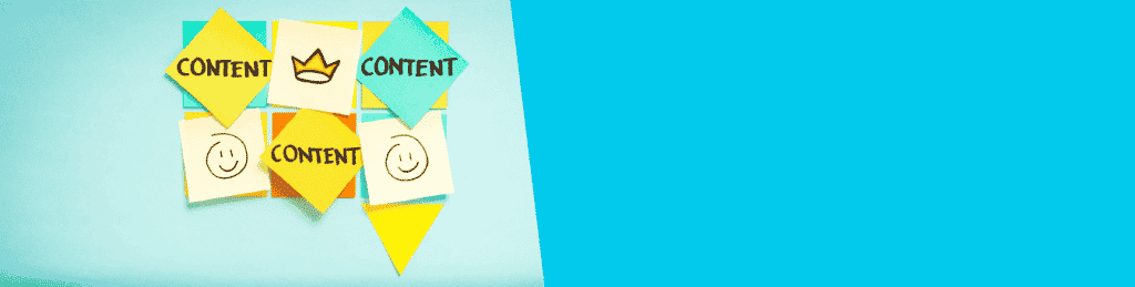 A rectangular shape divided into two tones of blue and white. In the left corner, there are post-it notes with written content.