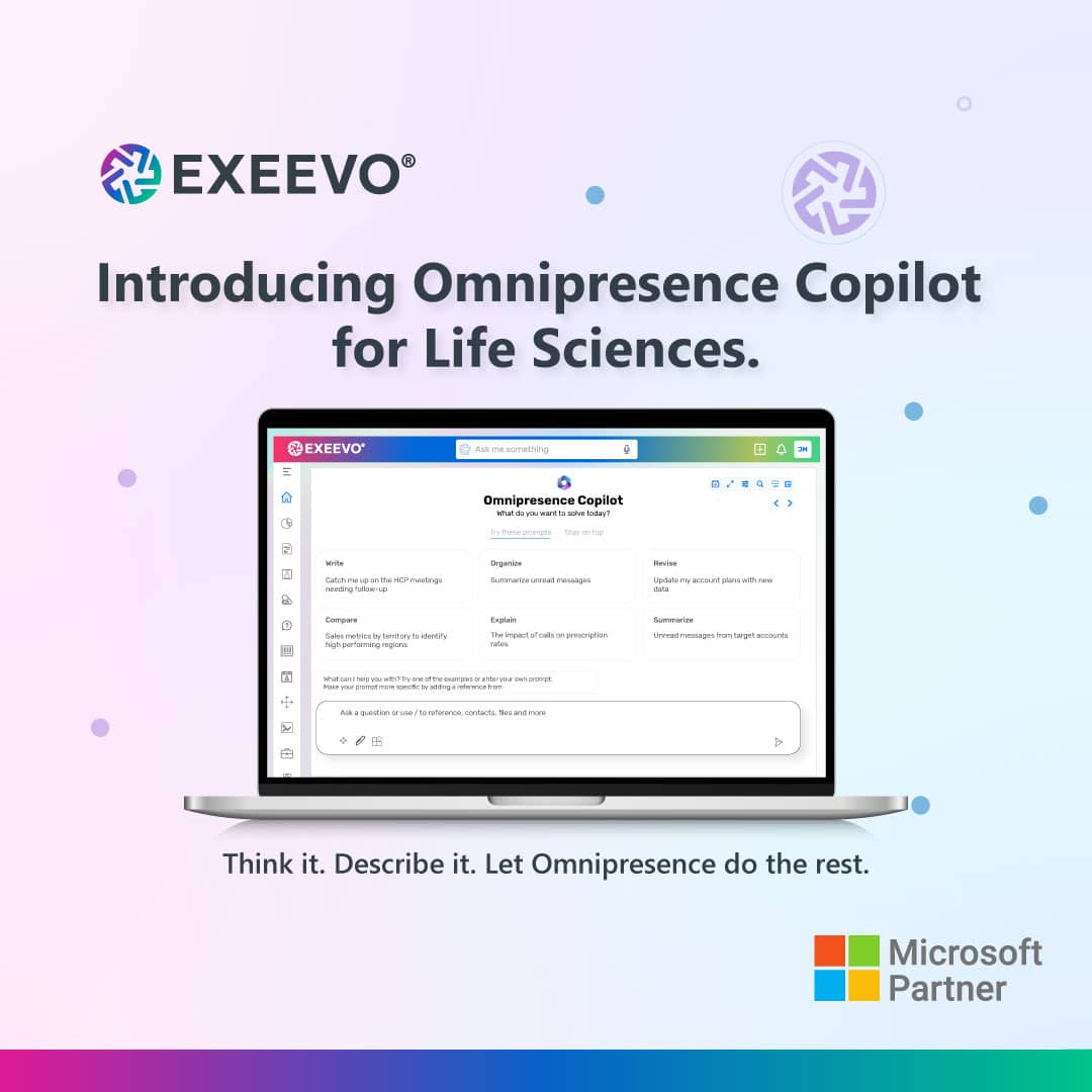 Omnipresence Copilot #1 AI CRM. Empowers Life Sciences with AI productivity tools like high-level reasoning engine, conversational data exploration UI, and large language model (LLM) for intelligent interaction experiences across the device-agnostic environment—from desktop to mobile.