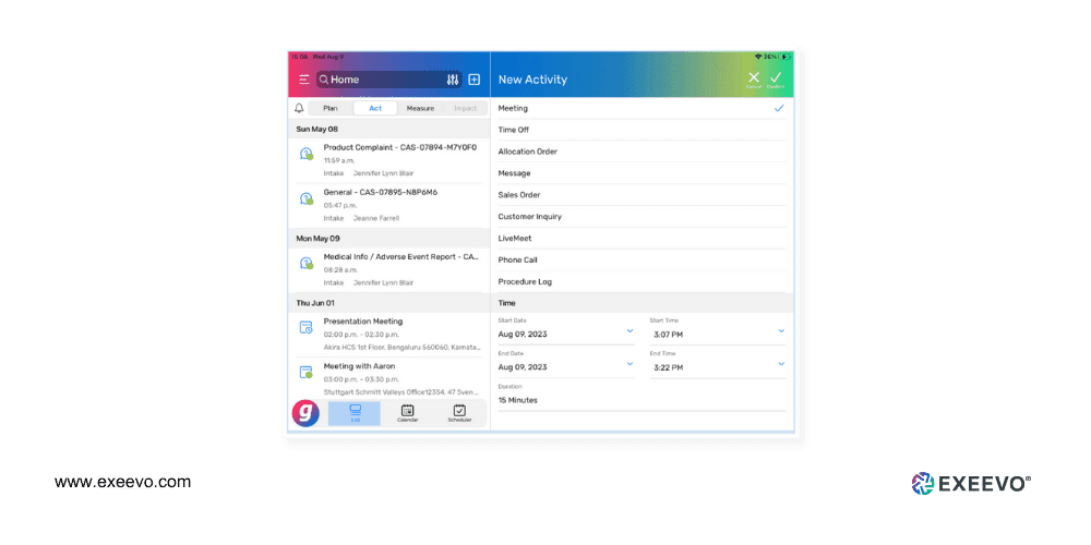 screenshot of CRM