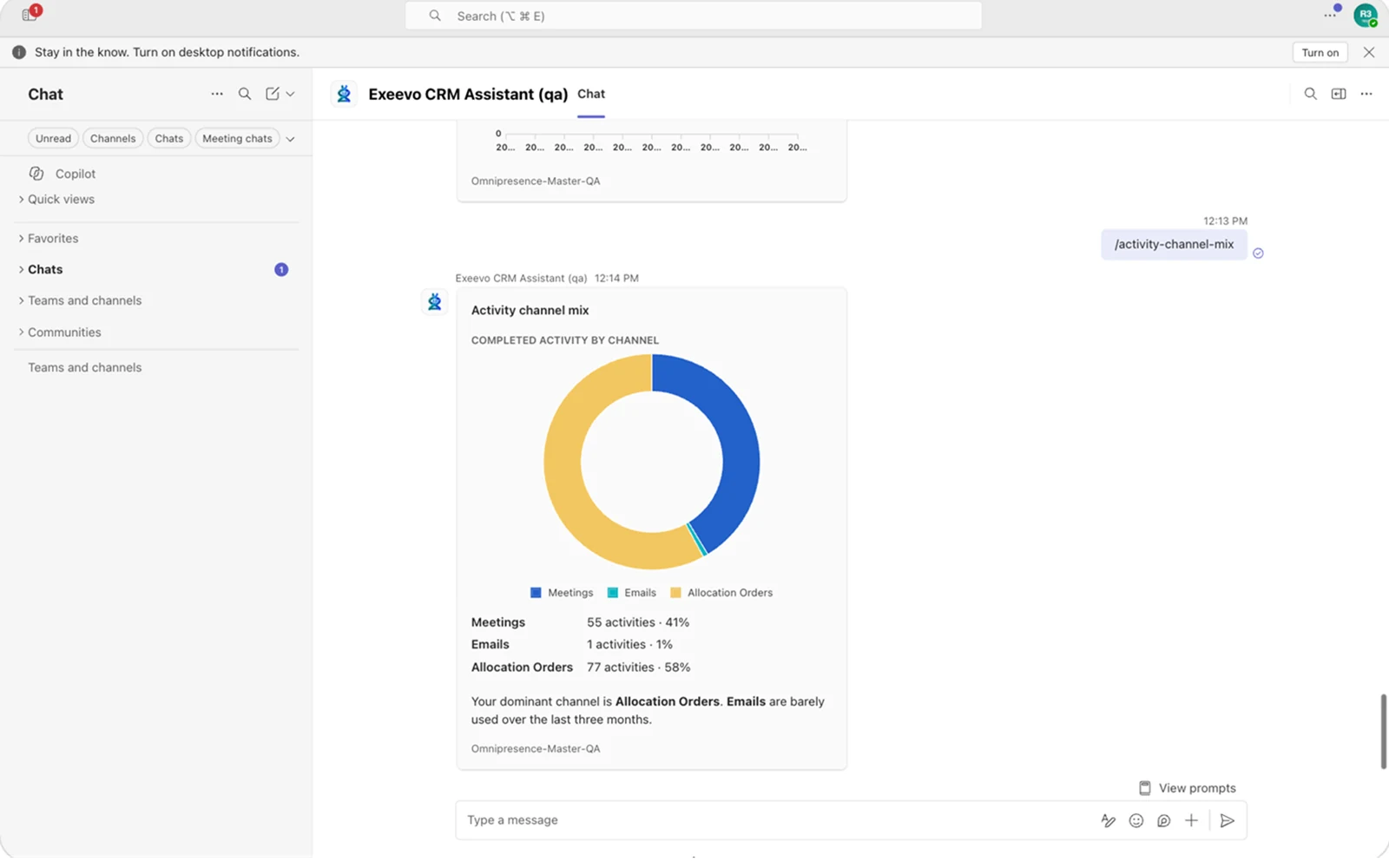 Ask-Nova screenshot: Ask-Nova in Teams · answers and charts in chat