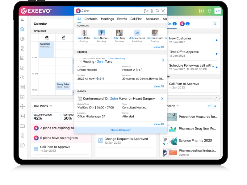 Exeevo Omnipresence Copilot Mobile CRM APP with conversational AI redefines Healthcare Professional (HCP) engagement in the Life Sciences sector.