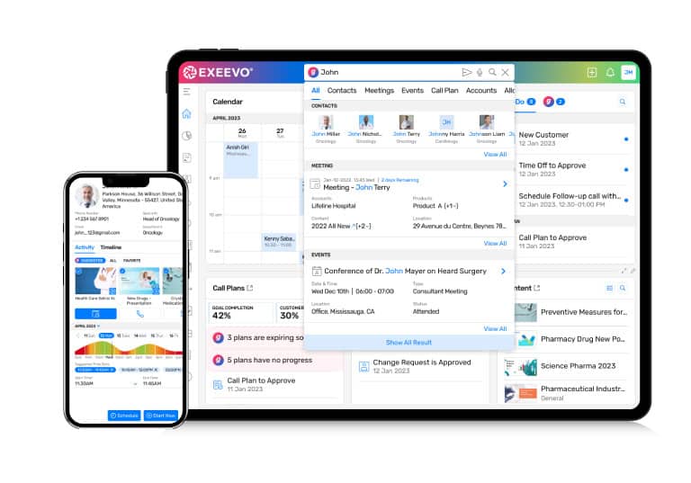 Exeevo unified AI powered life sciences crm provides a superior customer engagement.
